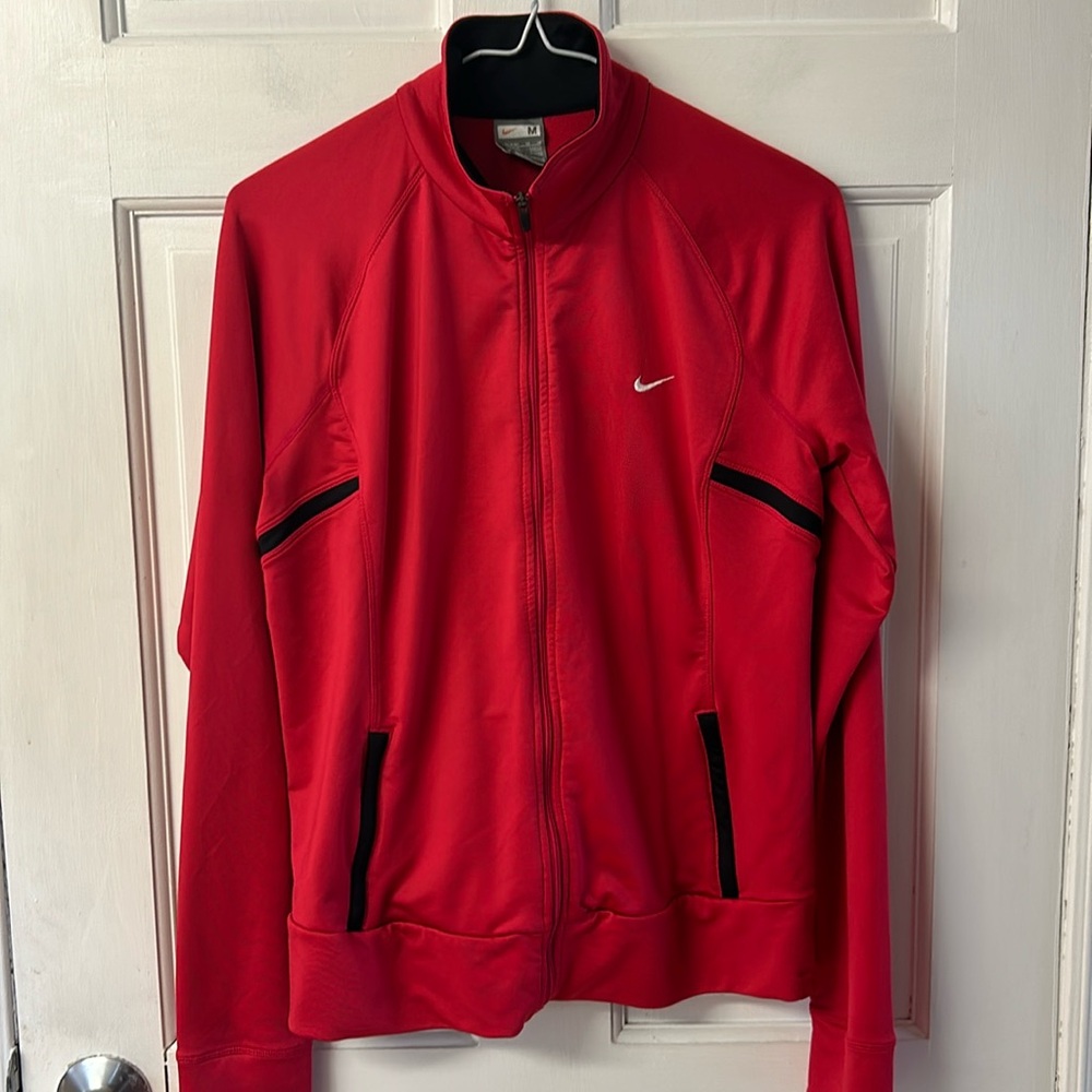 Nike cherry red full zip track jacket women’s size M